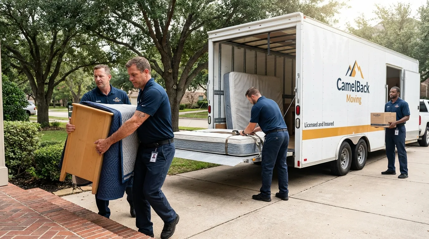 Crew loading residential truck for cross-state move from Greenwood, DE