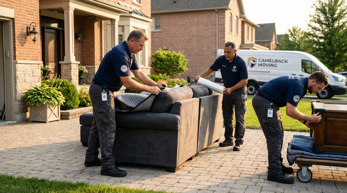 Large estate moving crew wrapping furniture in Greenwood, DE